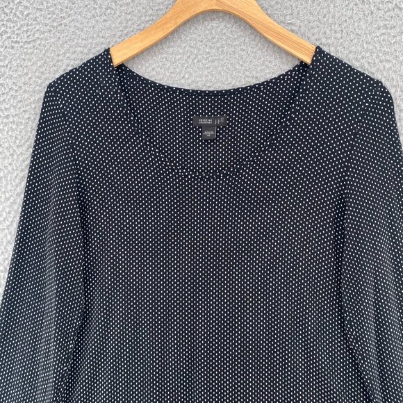 J Jill Top Womens Extra Small Black Polka Dot Wearever Long Sleeve Knit Stretch - Picture 2 of 10